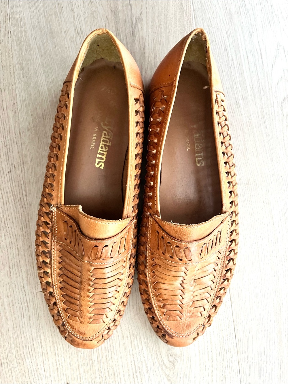 Stacy Adams huarache-style woven leather loafers, Sz 7.5 (feels like Sz 8/8.5)